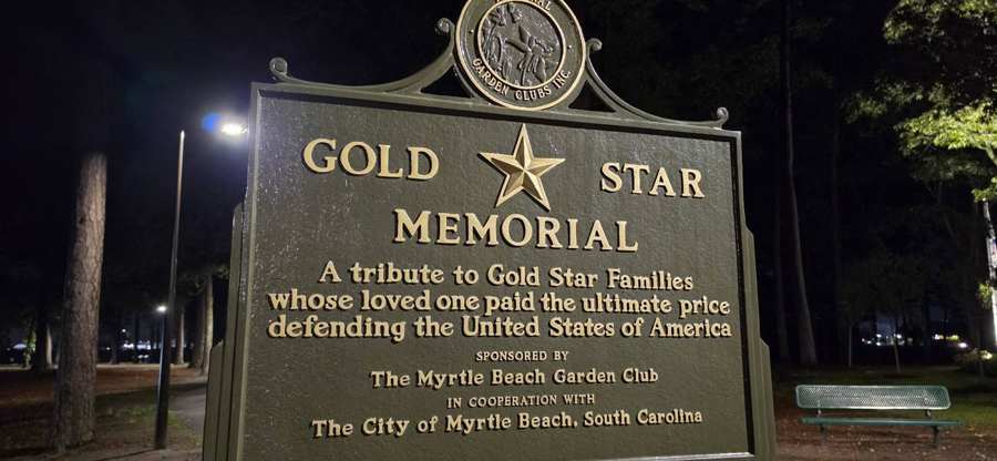 Gold Star Memorial sign honoring families whose loved ones died defending the United States