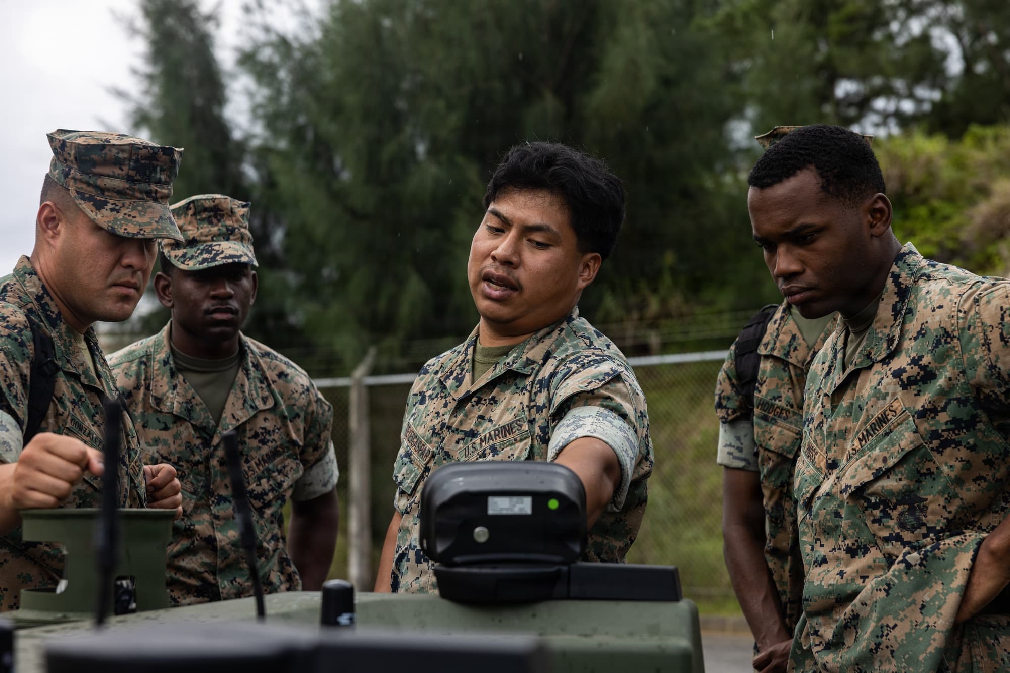 U.S. Marines train with an uncrewed ground vehicle at Camp Schwab, Okinawa